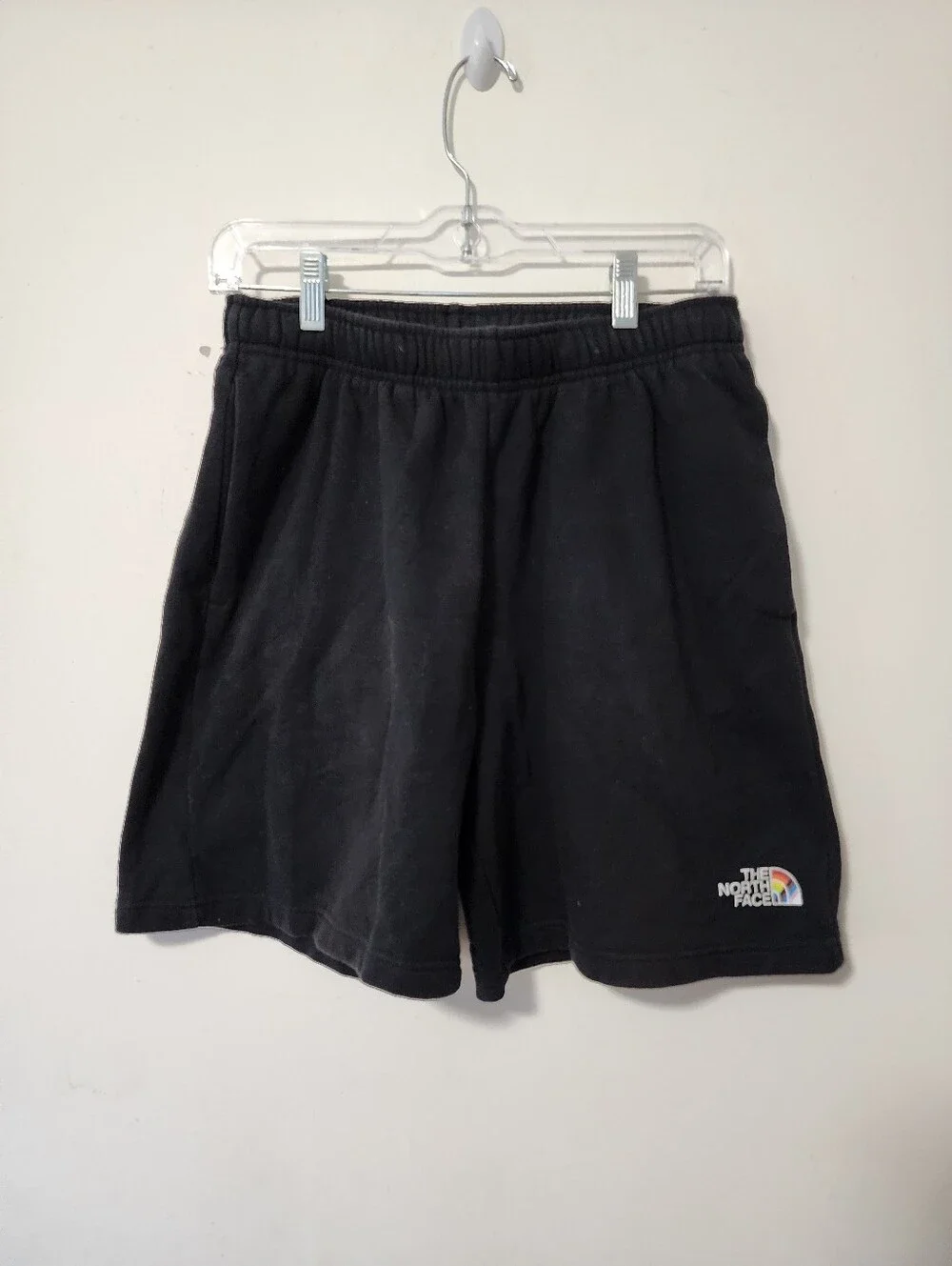 The North Face  Black Hoodie with Short Rainbow Logo
